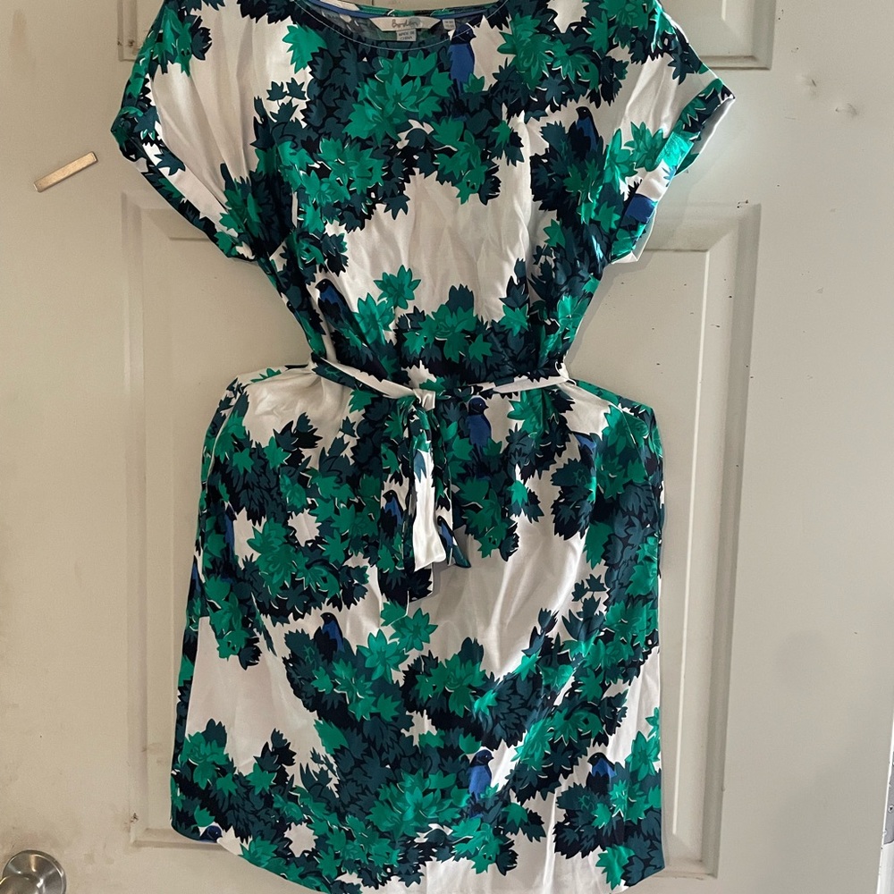 Mini Boden Green and White Dolman Sleeve Sundress